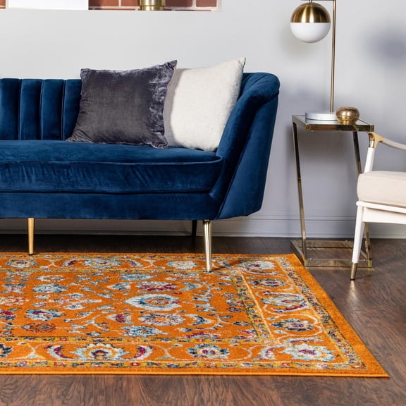 Unique Loom Aurelia Collection Area Rug - Hadrian (9' x 12' Rectangle Orange/Ivory)