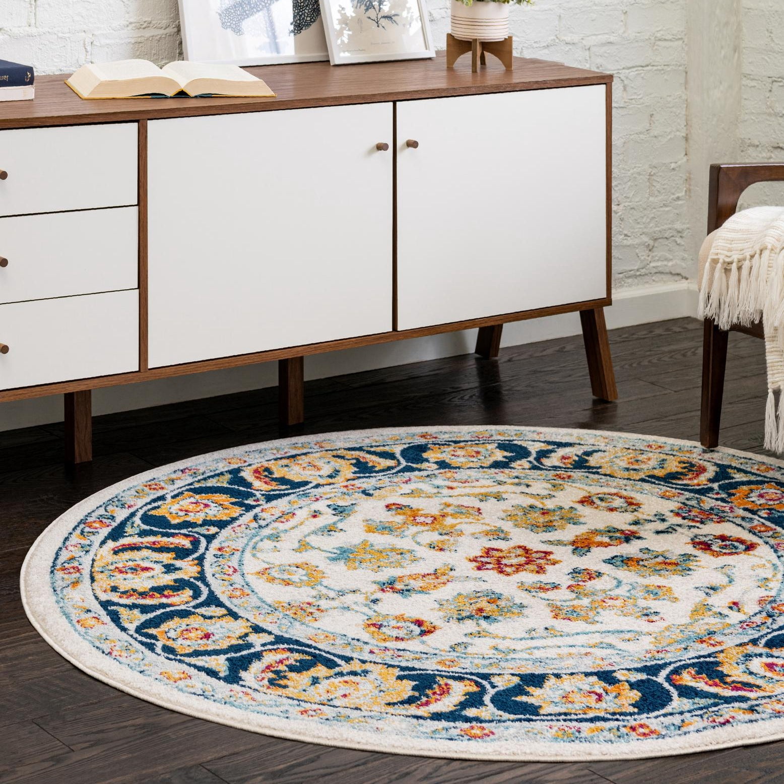 Unique Loom Aurelia Collection Area Rug - Hadrian (3' Round Multi/Black ...