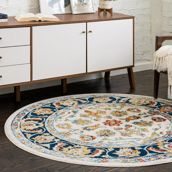 Unique Loom Aurelia Collection Area Rug - Hadrian (7' Round Multi/Black)