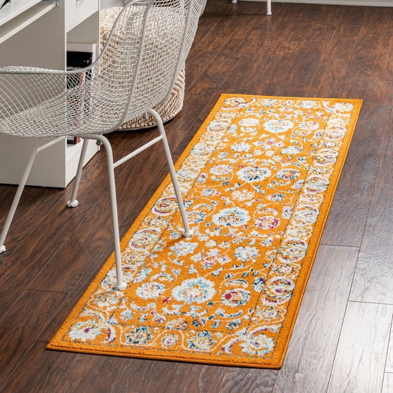 Unique Loom Aurelia Collection Area Rug - Hadrian (2' 7" x 12' Runner Orange/Ivory)