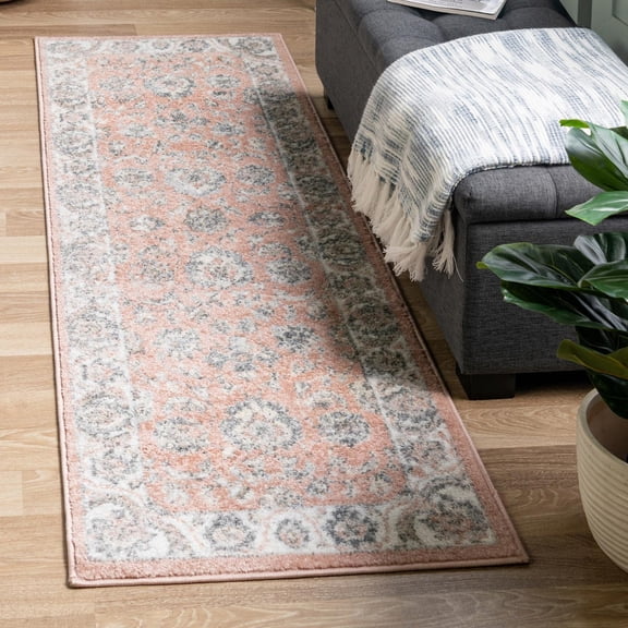 Unique Loom Aurelia Collection Area Rug - Hadrian (2' 7" x 12' Runner Rose/Gray)
