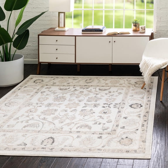 Unique Loom Aurelia Collection Area Rug - Hadrian (6' Square Ivory/Blue)