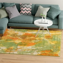 Unique Loom Haerfest Collection Area Rug - Sumatra (5' 3" Square Green/Ivory)