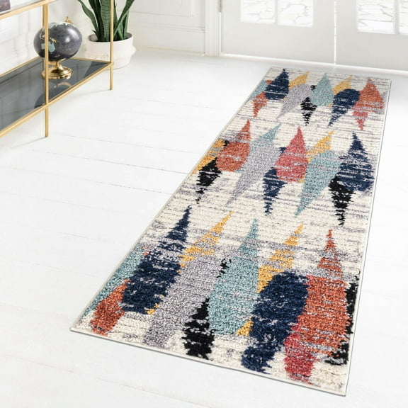 Unique Loom Tagine Collection Area Rug - Hafida (2' x 5' Runner Ivory/Black)