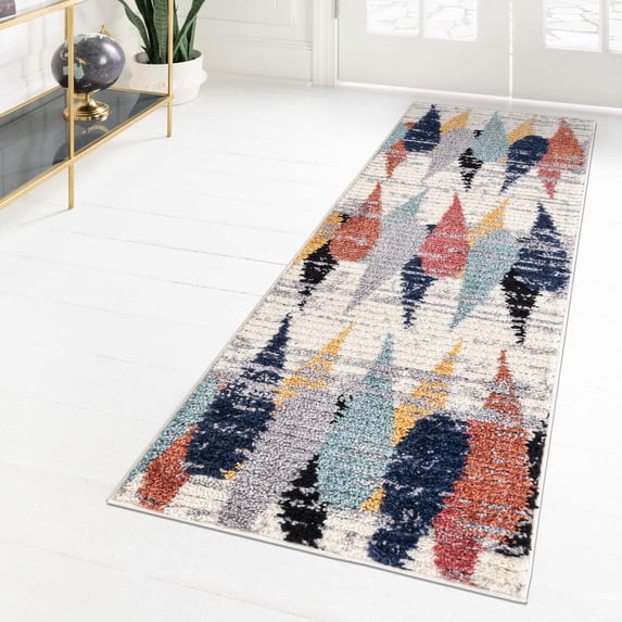 Unique Loom Tagine Collection Area Rug - Hafida (2' 7" x 12' Runner Ivory/Black)