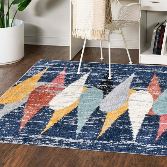 Unique Loom Tagine Collection Area Rug - Hafida (5' 3" Square Blue/Gray)