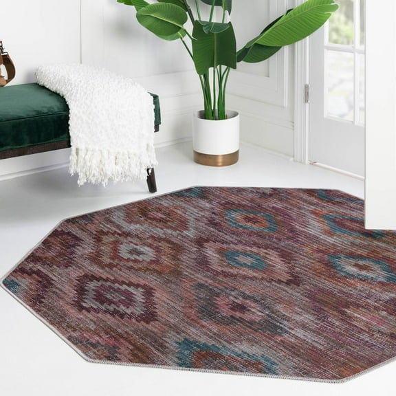 Unique Loom Sisu Collection Area Rug - Haryana (7' 10" Octagon Terracotta/Brown)