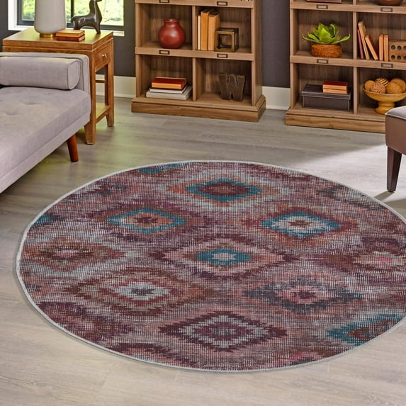 Unique Loom Sisu Collection Area Rug - Haryana (7' 10" Round Terracotta/Brown)