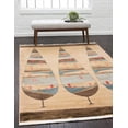 thumbnail image 1 of Unique Loom Helena Fars Rug Tan/Beige 6' 1" x 9' Striped Modern Perfect For Living Room Bed Room Dining Room Office, 1 of 5
