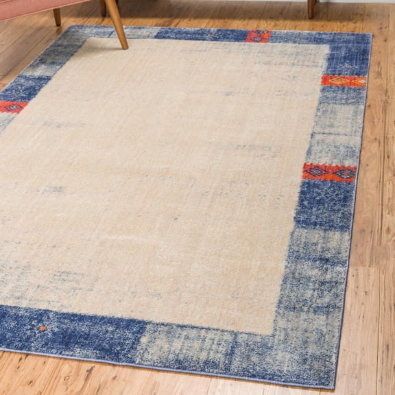 Unique Loom Helios Collection Area Rug - Paros (5' 1" x 8' Rectangle Blue/Gold)