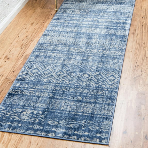Unique Loom Helios Collection Area Rug - Sardinia (2' 2" x 6' 1" Runner Navy Blue/Blue)
