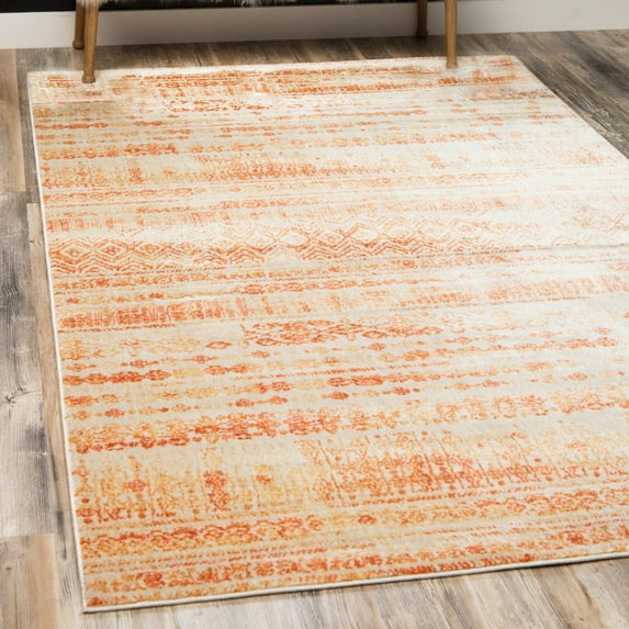 Unique Loom Helios Collection Area Rug - Sardinia (5' 1" x 8' Rectangle Orange/Cream)