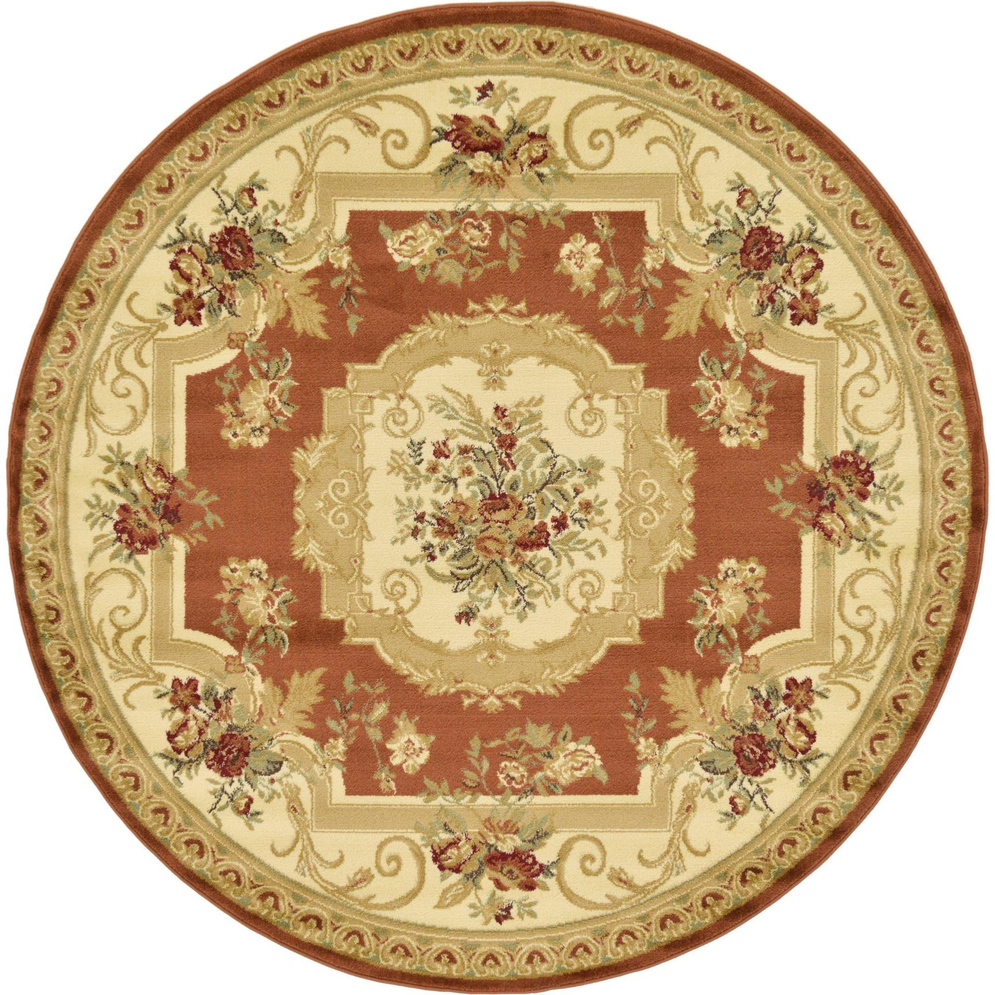 Unique Loom Henry Versailles Rug Brick Red/Brown 6' 1" Round Floral