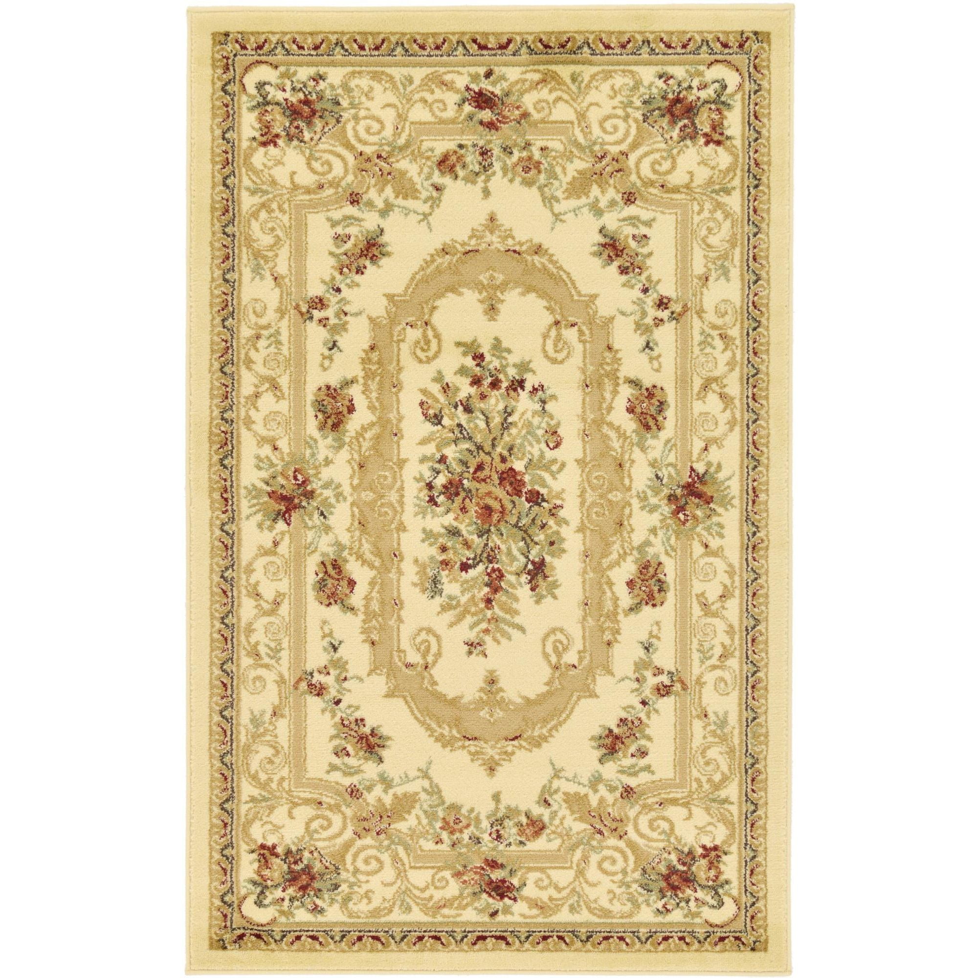 Unique Loom Henry Versailles Rug Cream/Green 3' 3" x 5' 3" Rectangle
