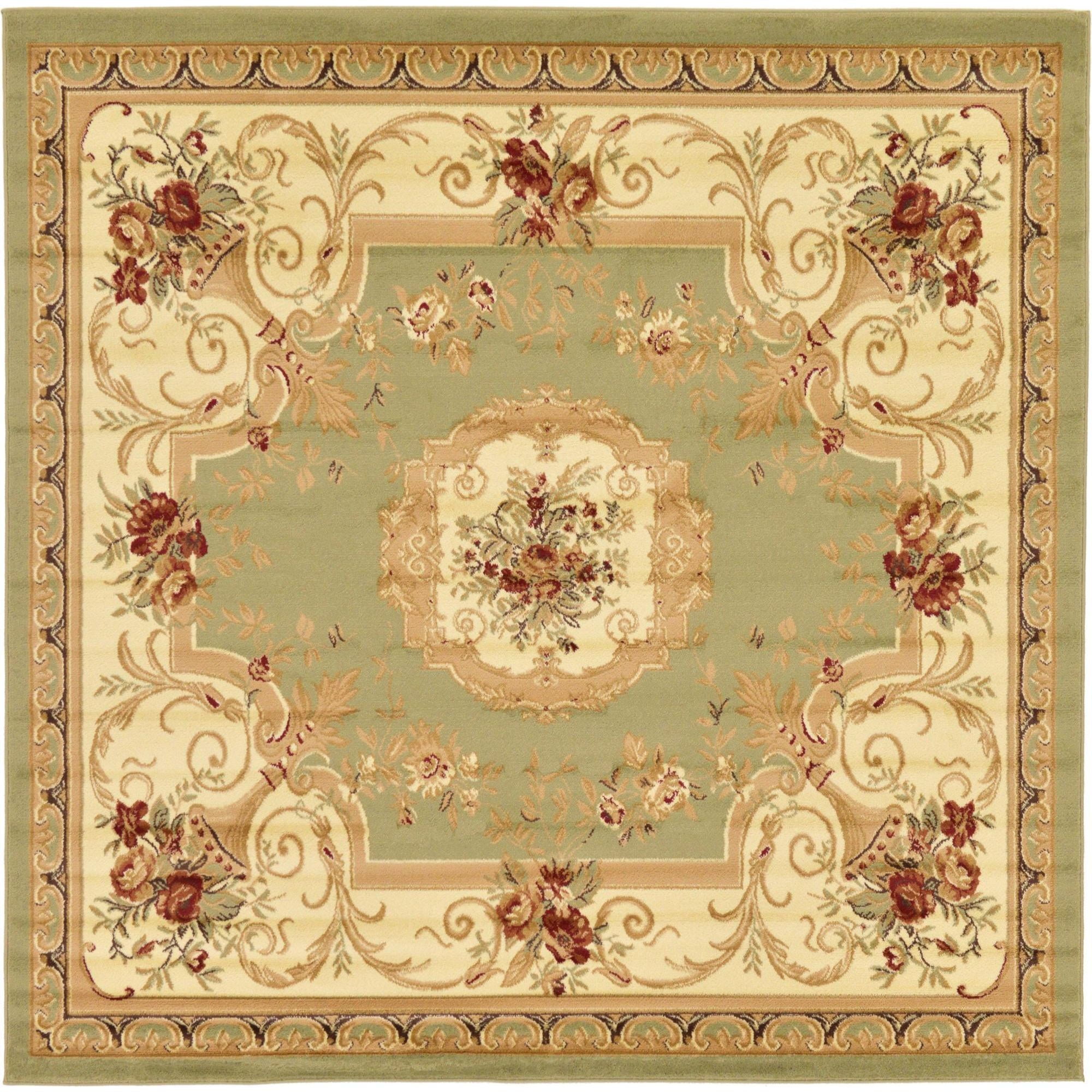 Unique Loom Henry Versailles Rug Green/Cream 7' 10" Square Floral