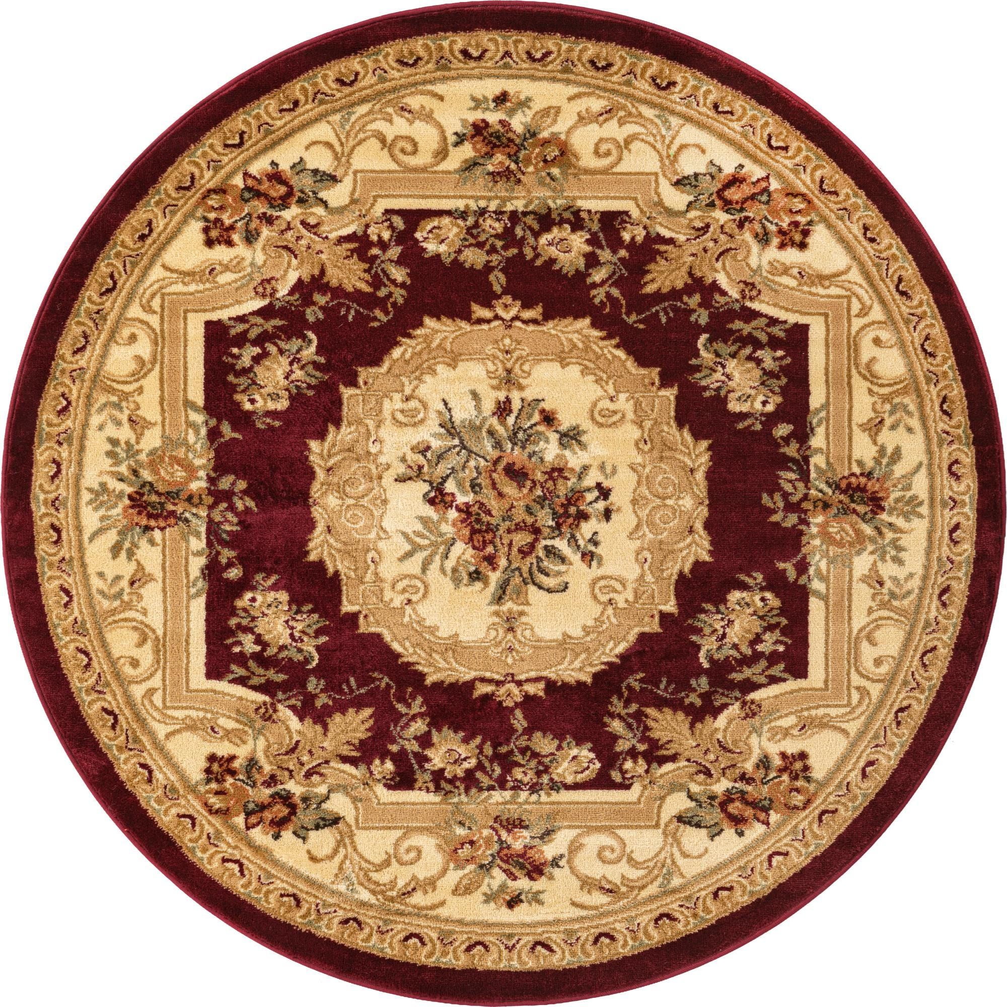 Unique Loom Henry Versailles Rug Red/Brown 5' 3" Round Floral French