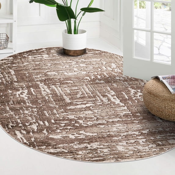 Unique Loom Hermitage Collection Area Rug - Armor (7' x 10' Oval Chocolate Brown/Black)
