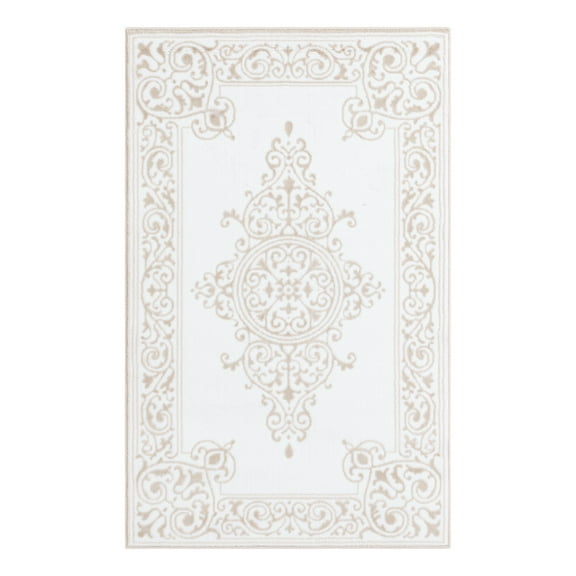 Unique Loom Hermitage Collection Area Rug - Gala (3' 3" x 5' Rectangle Snow White/Beige)