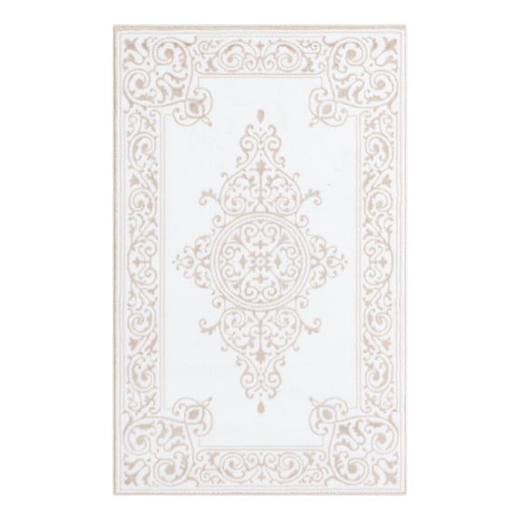 Unique Loom Hermitage Collection Area Rug - Gala (3' 3" x 5' Rectangle Snow White/Beige)