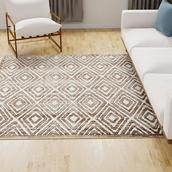 Unique Loom Hermitage Collection Area Rug - Loggias (3' 3" Square Chocolate Brown/Black)