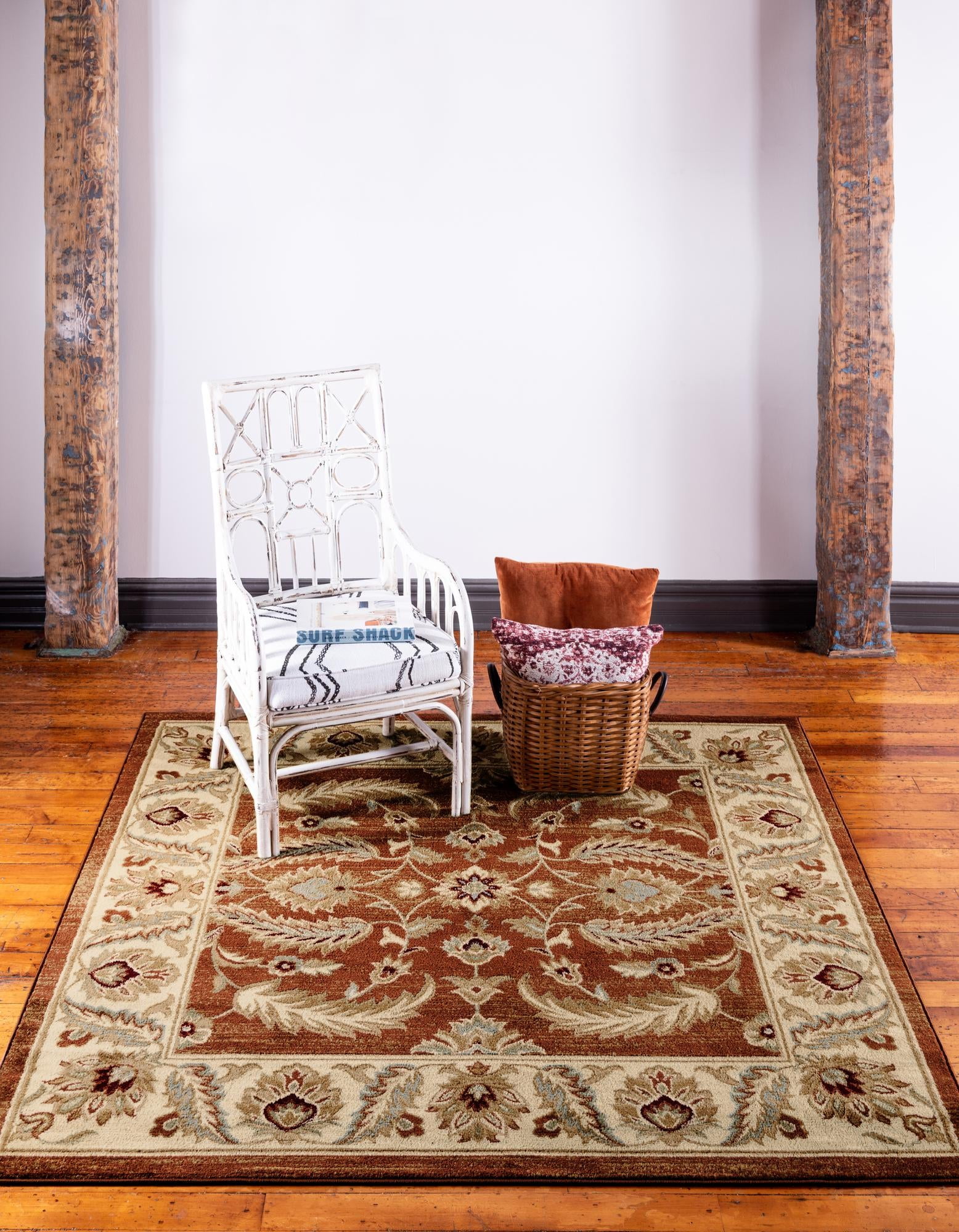 Unique Loom Hickory Voyage Rug , 4' 1" x 4' 1" ,Brick Red