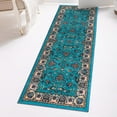thumbnail image 1 of Unique Loom Medina Collection Area Rug - Hijaz (2' 2" x 10' Runner Arctic Aqua Blue/Black), 1 of 6