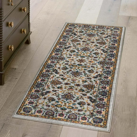 Unique Loom Medina Collection Area Rug - Hijaz (2' 7" x 13' Runner Cloud Gray/Blue)