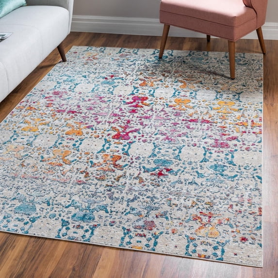 Unique Loom Charm Collection Area Rug - Horeshoe (7' 10" x 11' Rectangle Multi/Beige)