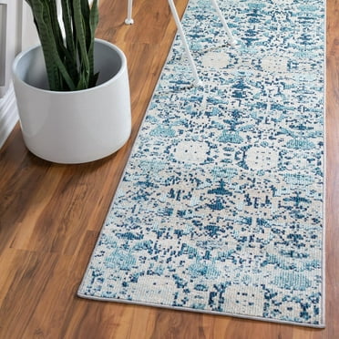 Unique Loom Charm Collection Area Rug - Horeshoe (2' 2" x 6' 1" Runner Blue/Beige)