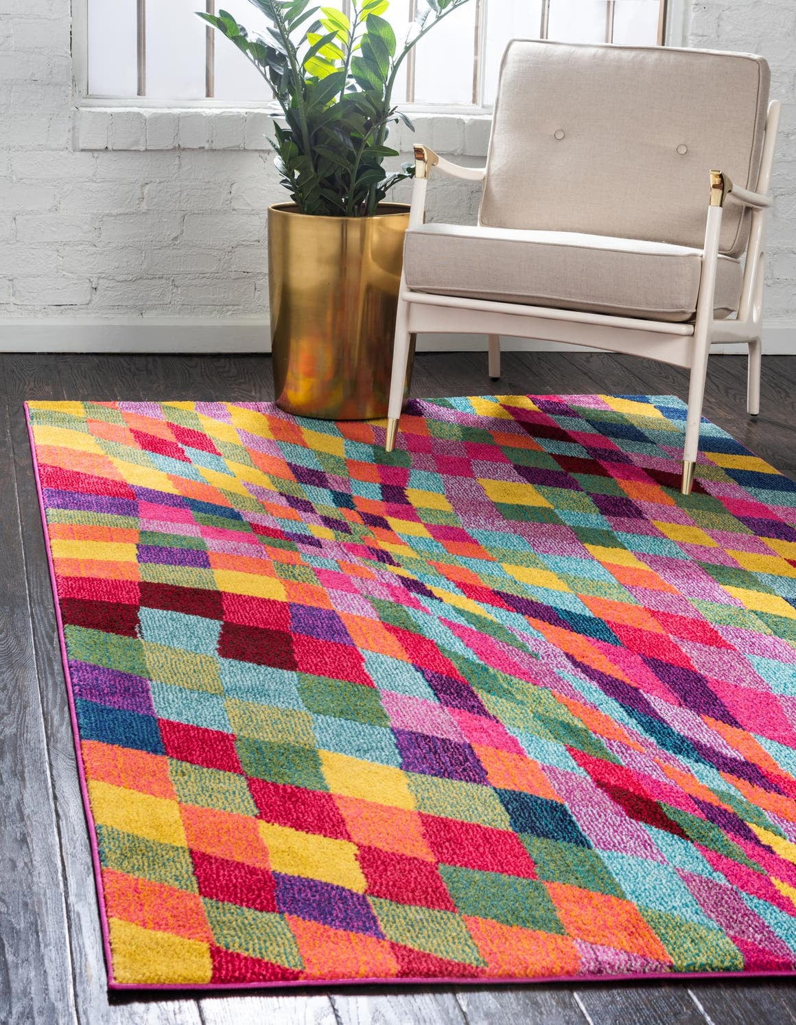 Vibrant Estrella Geometric Rectangle Rug in Blue and Multi, 3' 3" x 5' 3"