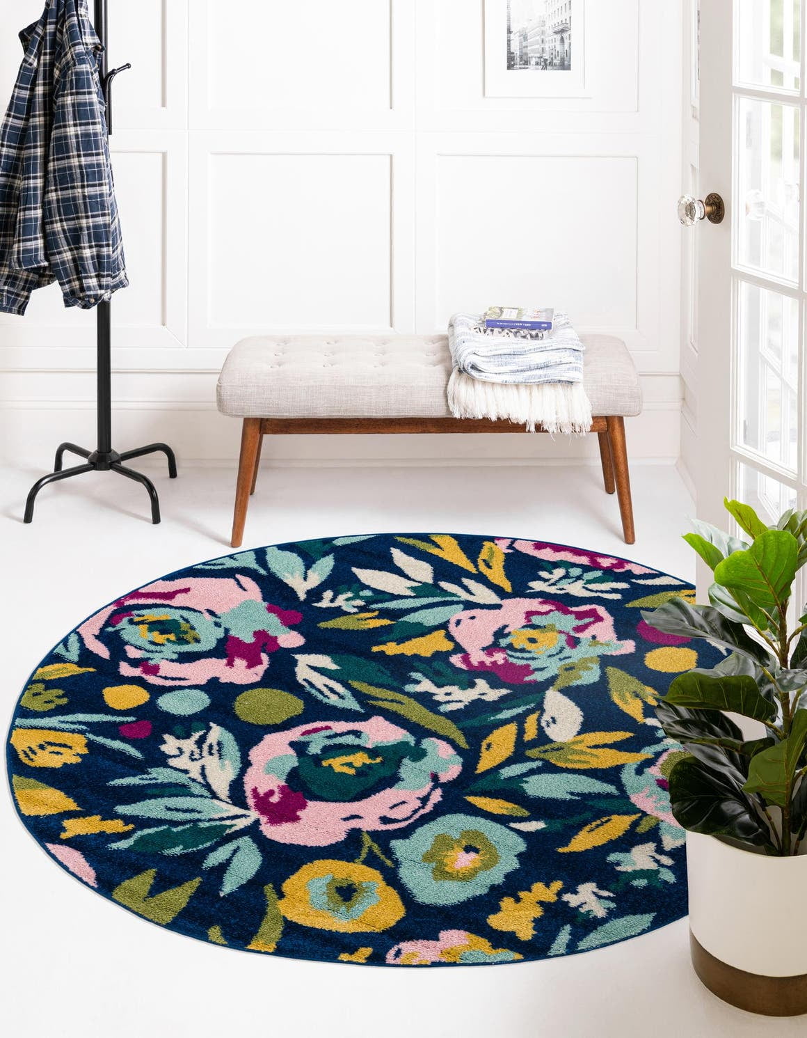 Unique Loom Hyacinth Bloom Rug ,Round,5' 3