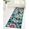 thumbnail image 1 of Unique Loom Hyacinth Bloom Rug ,Runner,2' 0" x 6' 1" Teal Modern Floral Bathroom Hallway Mud Room, 1 of 5