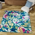 thumbnail image 1 of Unique Loom Bloom Collection Area Rug - Hyacinth (7' 10" Square Teal/Ivory), 1 of 6