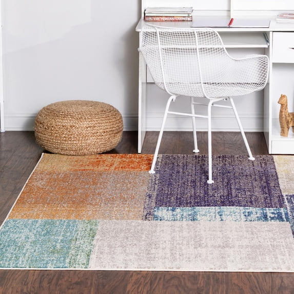 Unique Loom Vivid Collection Area Rug - Hyderabad (2' 2" x 3' Rectangle Multi/Beige)
