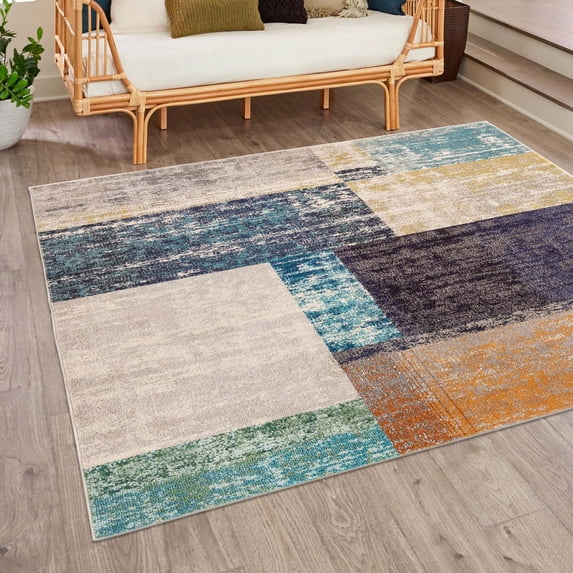 Unique Loom Vivid Collection Area Rug - Hyderabad (9' 10" Square Multi/Beige)