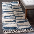 thumbnail image 1 of Unique Loom Hygge Shag Collection Area Rug - Balanced (2' 2" x 6' Runner Blue/Ivory), 1 of 7