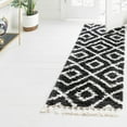 thumbnail image 1 of Unique Loom Hygge Shag Collection Area Rug - Diamond (2' 7" x 8' 2" Runner Black and White), 1 of 6