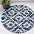 thumbnail image 1 of Unique Loom Hygge Shag Collection Area Rug - Diamond (3' 3" Round Blue/Beige), 1 of 7