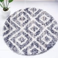 thumbnail image 1 of Unique Loom Hygge Shag Collection Area Rug - Diamond (5' Round Gray/Beige), 1 of 7