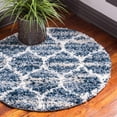 thumbnail image 1 of Unique Loom Hygge Shag Collection Area Rug - Trellis (3' 3" Round Blue/Beige), 1 of 7