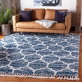 thumbnail image 1 of Unique Loom Hygge Shag Collection Area Rug - Trellis (8' Square Blue/Beige), 1 of 7