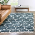 thumbnail image 1 of Unique Loom Hygge Shag Collection Area Rug - Trellis (9' x 12' 2" Rectangle Blue/Beige), 1 of 7