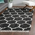 thumbnail image 1 of Unique Loom Hygge Shag Collection Area Rug - Trellis (9' x 12' Rectangle Black and White), 1 of 7
