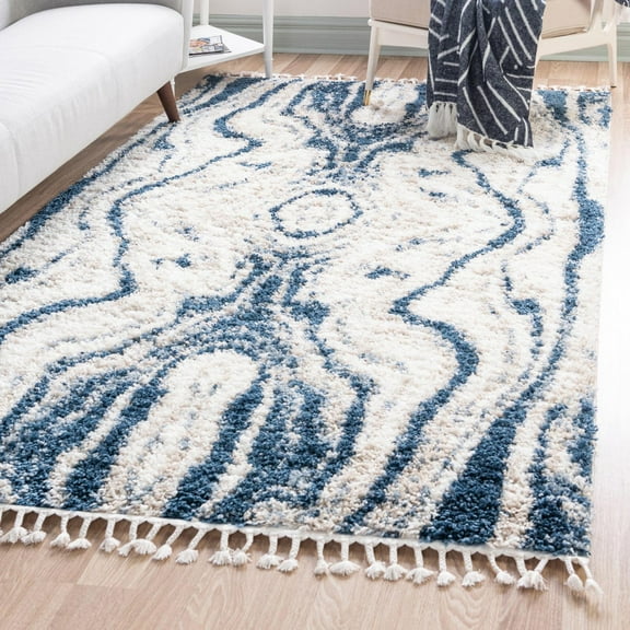 Unique Loom Hygge Shag Collection Area Rug - Valley (2' 2" x 3' 1" Rectangle Blue/Gray)