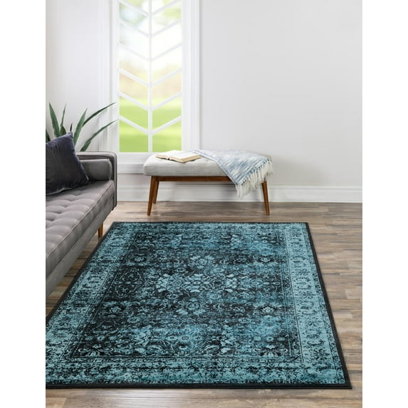 Unique Loom Imperial Collection Area Rug - Bosphorus (2' x 3' 1" Rectangle Black and Blue/Black)