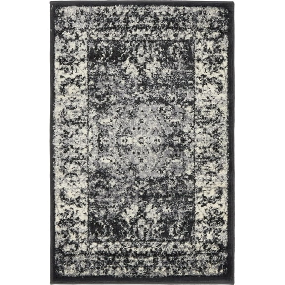 Unique Loom Imperial Collection Area Rug - Bosphorus (2' x 3' 1" Rectangle Light Gray/Black)