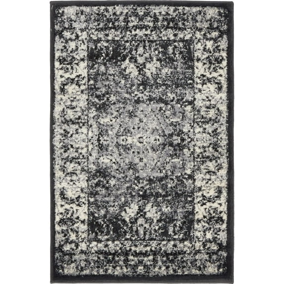 Unique Loom Imperial Collection Area Rug - Bosphorus (2' x 3' 1" Rectangle Light Gray/Black)
