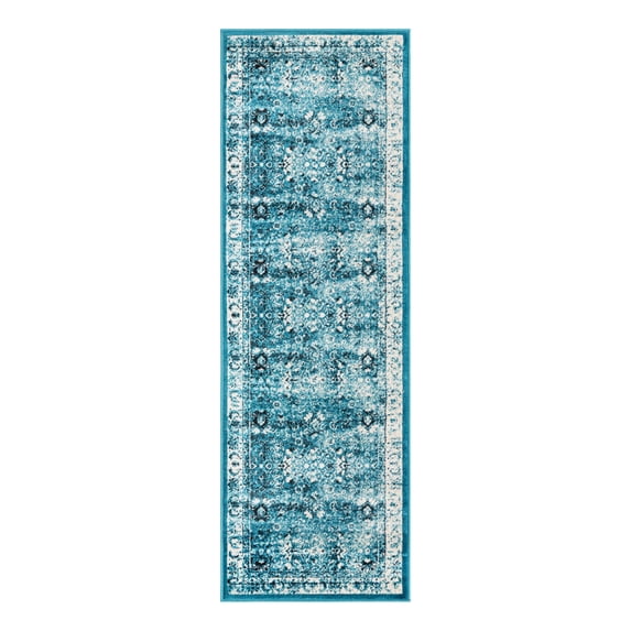 Unique Loom Imperial Collection Area Rug - Bosphorus (2' x 6' 1" Runner Blue/Ivory)