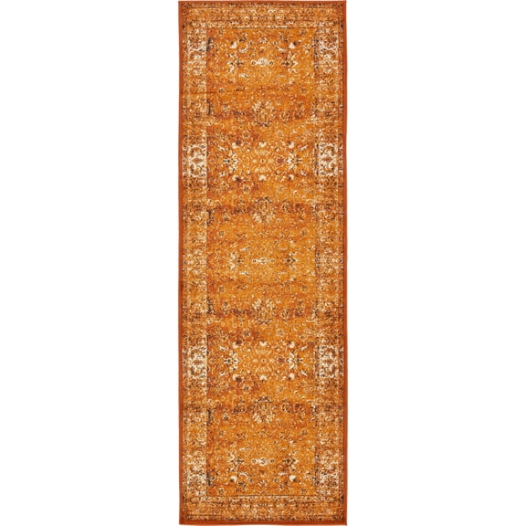 Unique Loom Imperial Collection Area Rug - Bosphorus (3' x 9' 10" Runner Terracotta and White/Black)