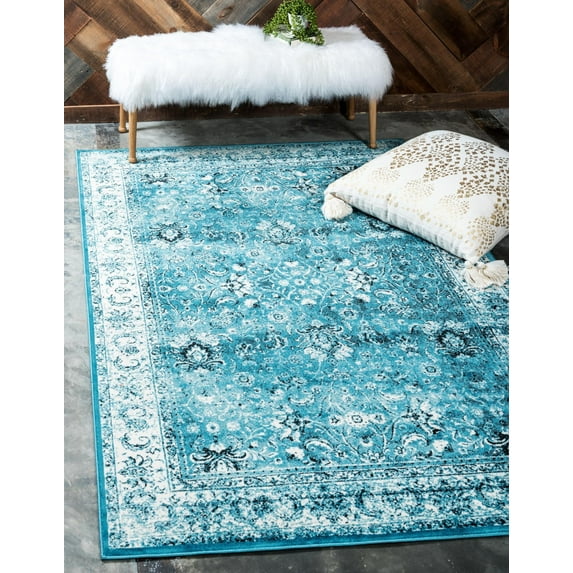 Unique Loom Imperial Collection Area Rug - Bosphorus (4' 1" x 6' 1" Rectangle Blue/Ivory)